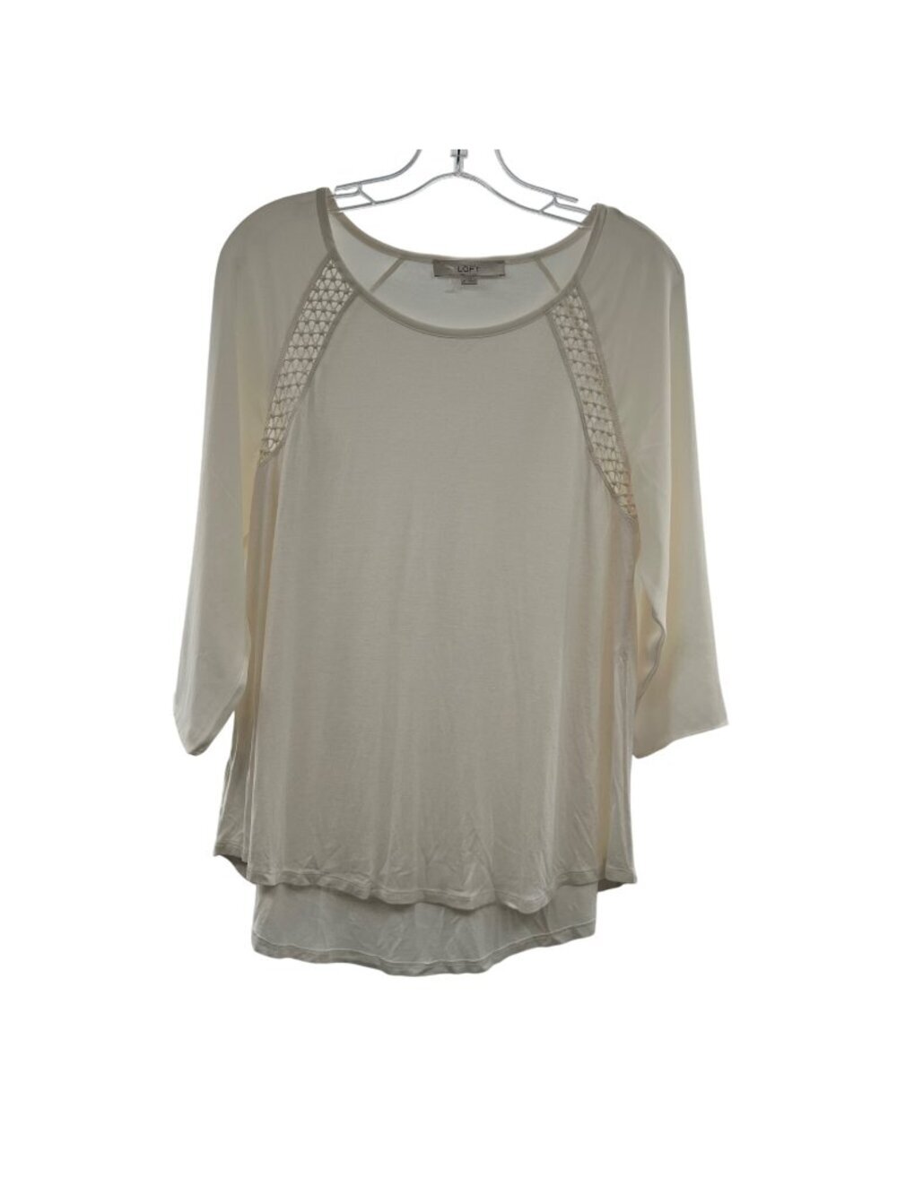 Ann Taylor Loft Women's 3/4 Sleeve Sheer Top Cream Size Small